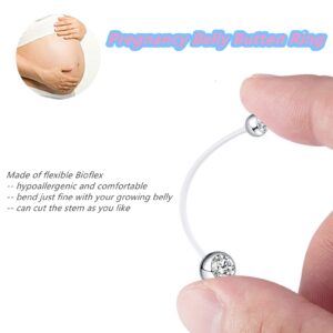 Lenacou 14G Pregnancy Belly Button Rings Clear Long Flexible Bioplast Sport Maternity Navel Retainer CZ Balls Body Piercing 38mm