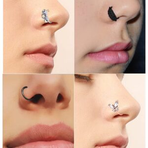 Vsnnsns 20G Nose Rings Hoop Nose Piercing Jewelry Stainless Surgical Steel Daith Rook Cartilage Helix Earrings Hoop Ear Nose Septum Rings Body Piercing Jewelry for Women Men 8mm 27 PCS