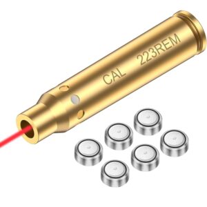 Tipfun Bore Sight Cal 223 5.56mm Rem Gauge Laser Sight Red Dot Boresighter with Batteries