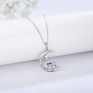 ABBGIABBW Frog Necklace S925 Sterling Silver I Love You to the Moon and Back Cute Animal Moon Pendant Necklaces Jewelry Gift for Women Sister