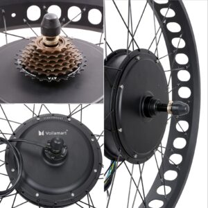 Voilamart 26" Electric Bike Conversion Kit Rear Wheel, with 3.23" Width Rim 48V 1500W E-Bike Hub Motor Kit with Intelligent Controller and PAS System, Restricted to 750W for Road Bike(Without Battery)