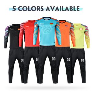 Custom Soccer Goalie Jersey Youth Adults Goalkeeper Jersey Personalized with Name Team Number Logo (Blue)