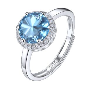 suplight march birthstone ring aquamarine stacking sterling silver rings engagement promise ring for her