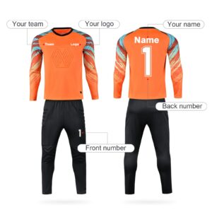 Custom Soccer Goalie Jersey Youth Adults Goalkeeper Jersey Personalized with Name Team Number Logo (Blue)