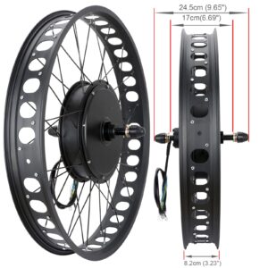 Voilamart 26" Electric Bike Conversion Kit Rear Wheel, with 3.23" Width Rim 48V 1500W E-Bike Hub Motor Kit with Intelligent Controller and PAS System, Restricted to 750W for Road Bike(Without Battery)