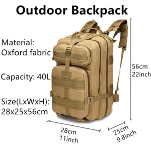 DTKJ Unisex 40L Military Tactical Backpack,Army Assault Pack Molle Rucksacks Daypack for Outdoor Hiking Camping Trekking Hunting