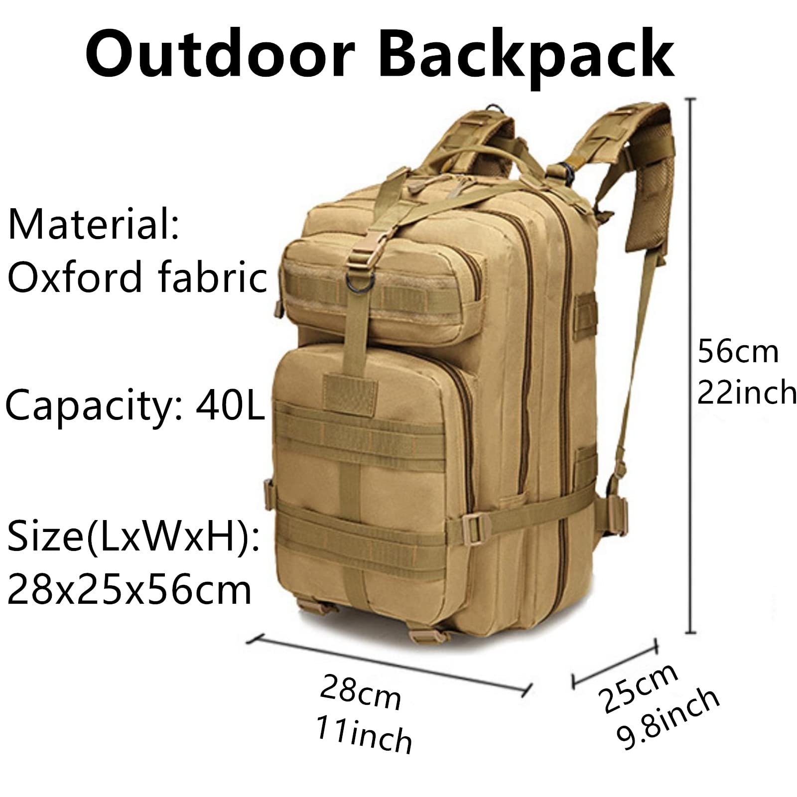 DTKJ Unisex 40L Military Tactical Backpack,Army Assault Pack Molle Rucksacks Daypack for Outdoor Hiking Camping Trekking Hunting