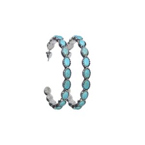 Turquoise Bohemian Metal Hoop Fashion Earring No.195 (Turquoise)