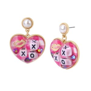 xox heart drop earrings