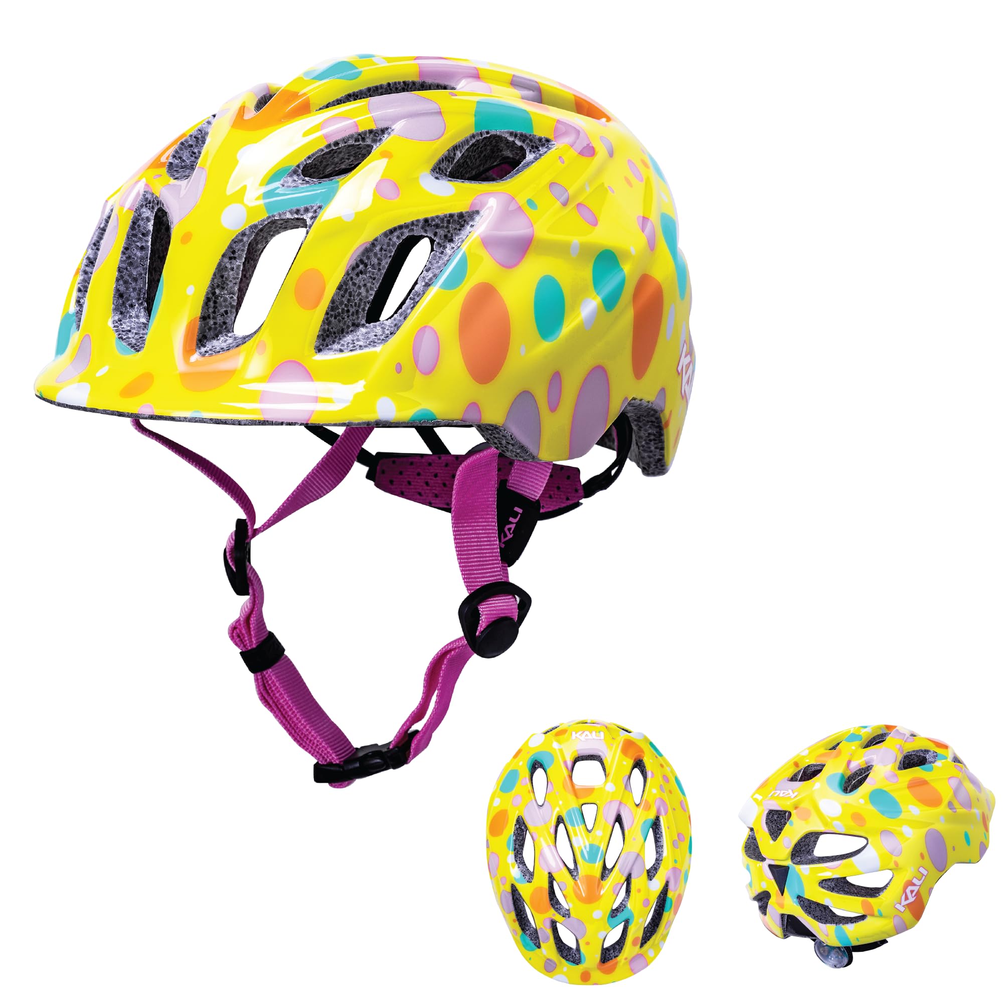 Kali Protectives Chakra Lighted Youth Cycling Helmet - Youth Confetti Gloss Yellow Small