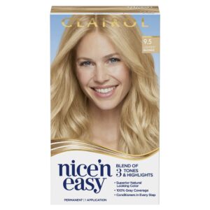 Clairol Nice'n Easy Permanent Hair Dye, 9.5 Lightest Blonde Hair Color, Pack of 1