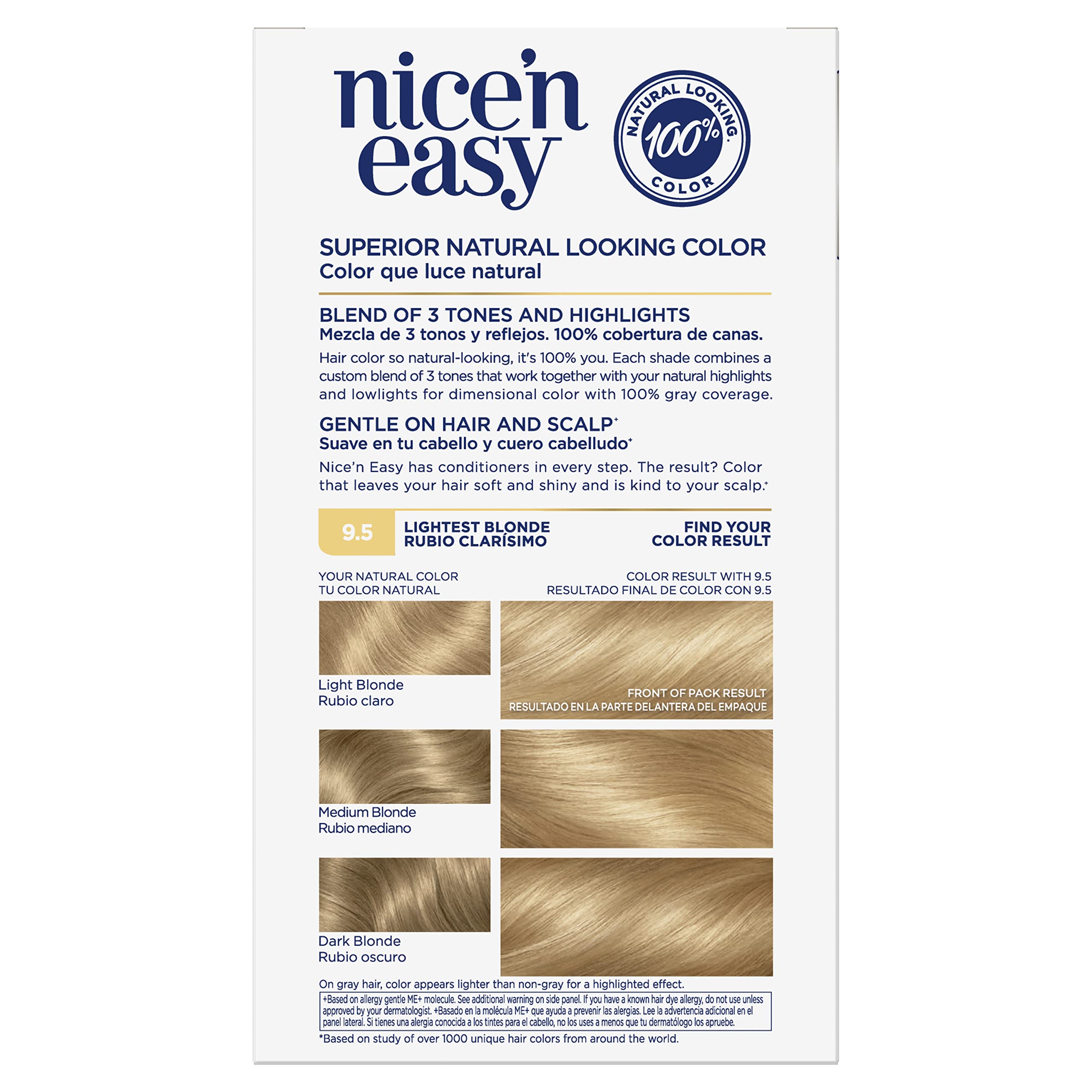 Clairol Nice'n Easy Permanent Hair Dye, 9.5 Lightest Blonde Hair Color, Pack of 1