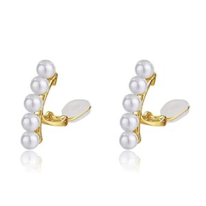 Moepapa Pearl Clip On Earrings Non Pierced Clip Earrings Cuff Jewelry For Women