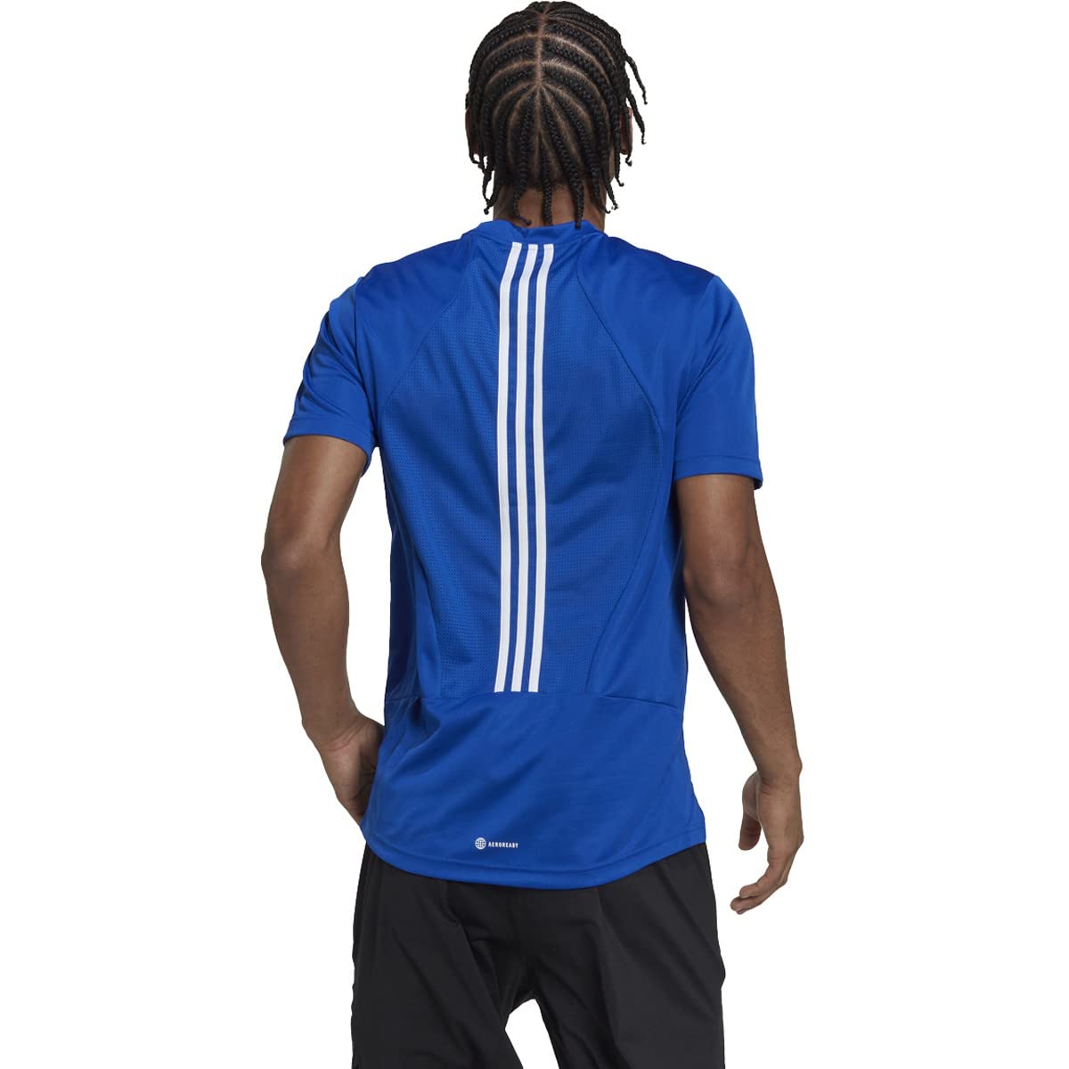 adidas Men's AEROREADY High Intensity Back 3-Stripes Training Tee, Team Royal Blue/White, Large