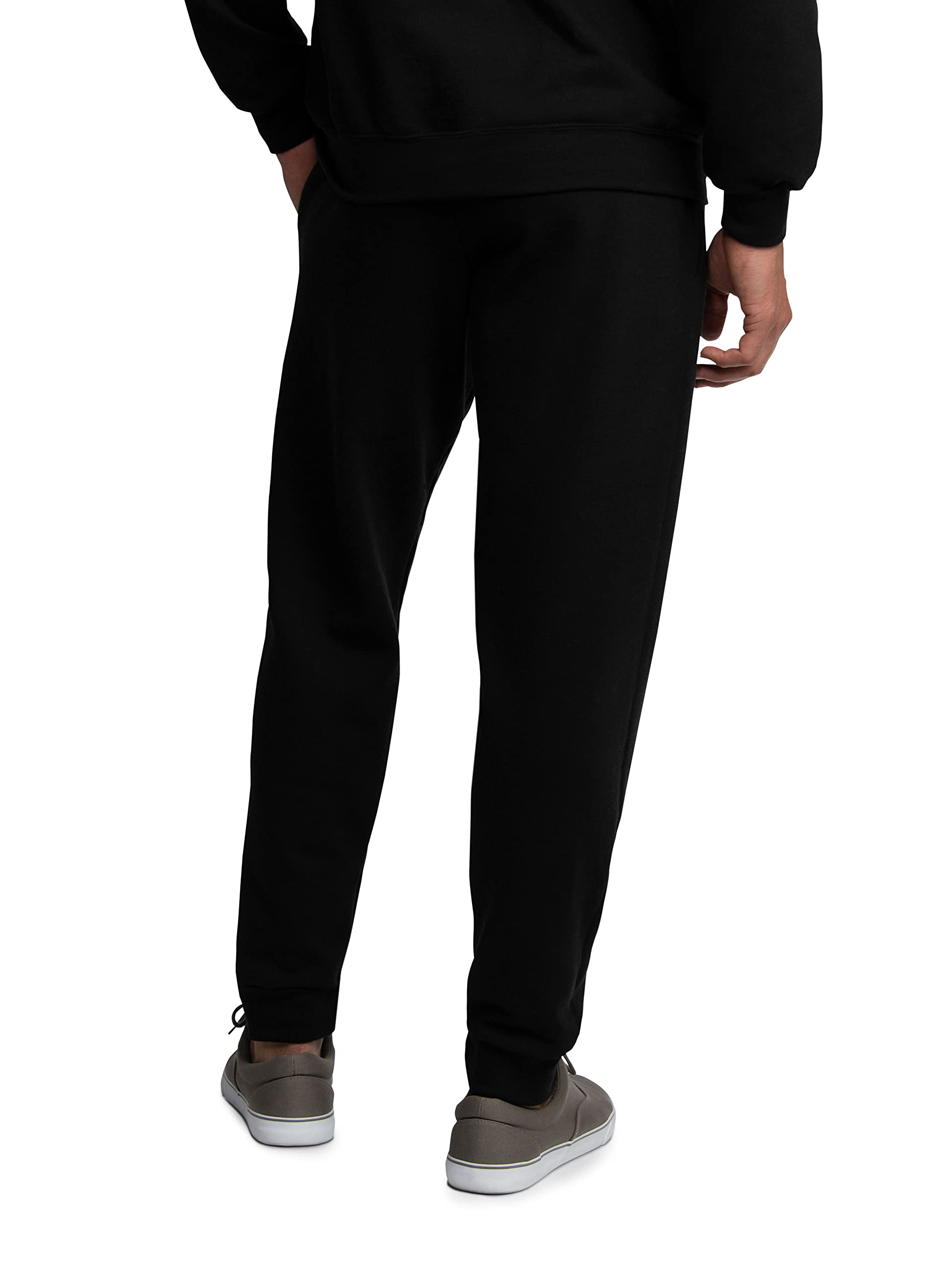 Fruit of the Loom Men's Eversoft Fleece Joggers with Pockets, Relaxed Fit, Moisture Wicking, Breathable, Tapered Sweatpants, Black, Large