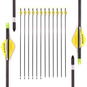 spine 400 arrow for 70 lb compound bow 24 inch arrow target practice arrow hunting arrow carbon arrows adult youth archery indoor outdoor shooting bullet tip 12pc