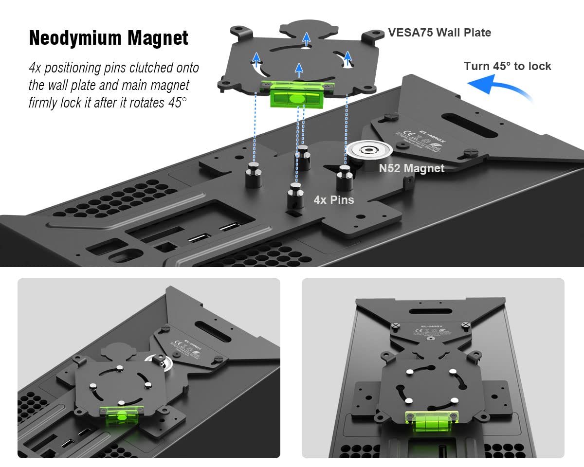 Magnetic Wall Mount for Xbox Series X, Metallic Support Bracket with Gaming Headset Hook, Magnets and Built-in Level Design - Mount XSX Vertical, Horizontal or Under The Desk