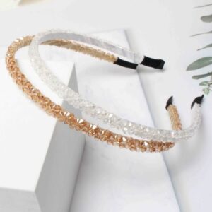 Cuizhiyu 4 PK Crystal Rhinestone Headbands for Women Girls Double Rows Sparkly Beaded Hair Hoops Clear Black Weave Narrow Hair Bands Hair Accessories (Color A)