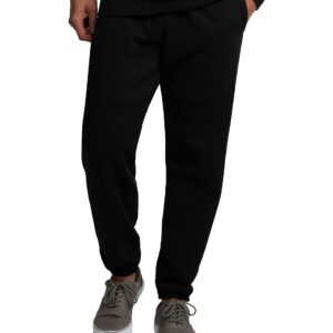 Fruit of the Loom Men's Eversoft Fleece Joggers with Pockets, Relaxed Fit, Moisture Wicking, Breathable, Tapered Sweatpants, Black, Large