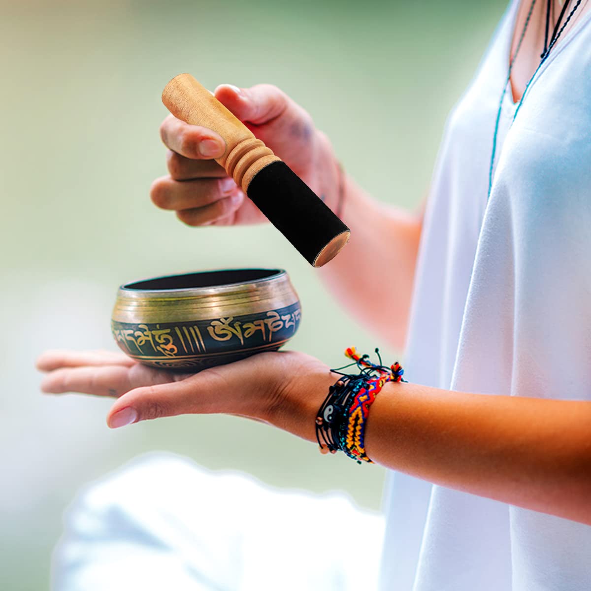 Singing Bowl Mallet Tibetan Singing Bowl Striker Buddha Sound Bowl Mallet Stick for Meditation, Yoga, Relaxation, Chakra Healing, Prayer and Mindfulness