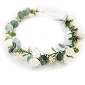 Dlynmoo Flower Crown Floral Wreath Headband Floral Crown Wedding Festivals Photo Props Headpiece TG02066