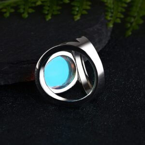 WDIYIEETN Vintage Silver Ring Oval Cut Natural Colorful Moonstone Elegant Gemstone Wedding Ring (10)