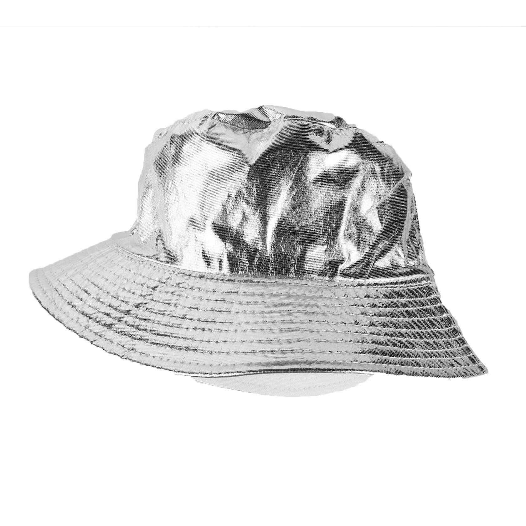 Eigso Unisex Fashionable Wild Camping Bucket Hat Sun Protection Flexible Fold Lightweight Fisherman Metallic Finish (Silver)