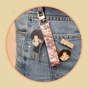 BTS TinyTan Dynamite Acrylic Strap Keyring Key Chain Accesssories (SUGA)