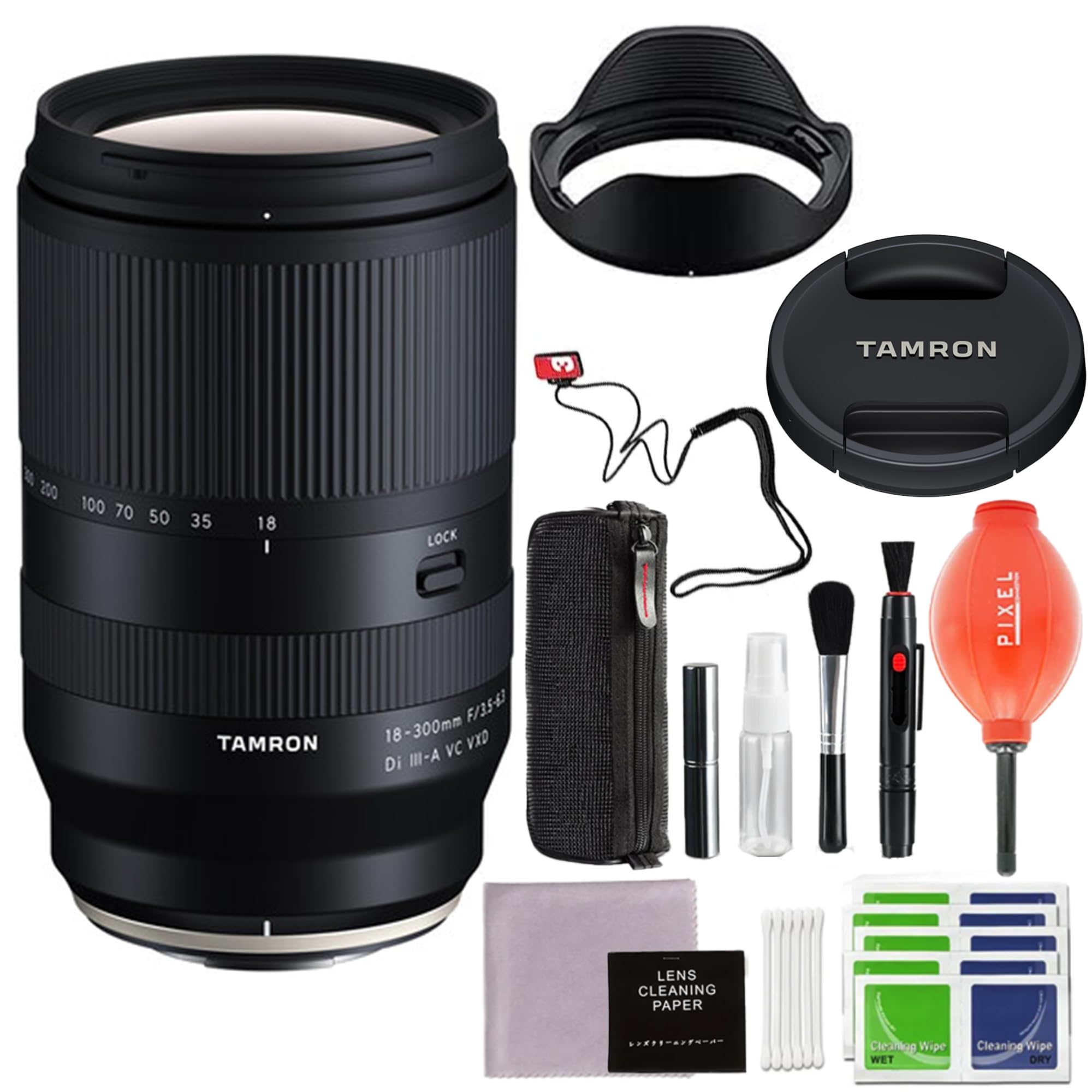 Tamron 18-300mm f/3.5-6.3 Di III-A VC VXD Lens for FUJIFILM X with Advanced Accessory and Travel Bundle (Tamron USA 6-Year Warranty)