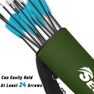 Seektop Archery Back Arrow Quiver Holder, Adjustable Foldable Archery Quivers for Arrows Bow Hunting and Target Practicing for Youth Adults (New-Green)