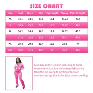 Womens Velour Hoodie Jogger Tracksuit Two Piece Outfits for Women, Long Sleeve Full-Zip Up Crop Tops Jacket Flared Pants Matching Set Sportswear Jogging Sweatsuit Pockets Patchwork Glitter Stripe