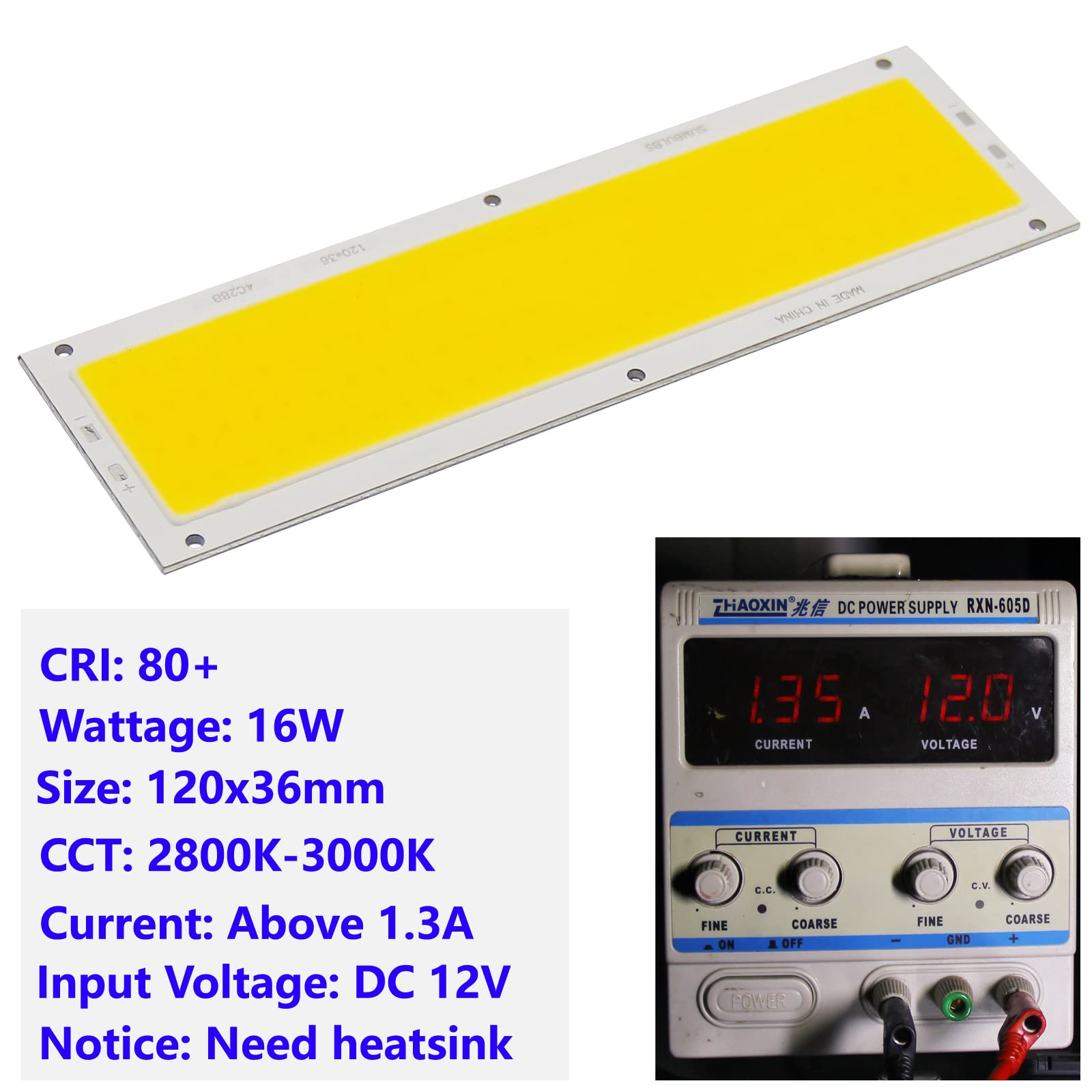 Symbuth 5 Pack COB LED Bar Lamp Module, 112-SMD LED Chip, 1600LM 16W LED Light Strip, DC 12V Input Bar Light Chip for DIY Car Lamp Auto Work Light, 4.7x1.4in Ultra-Thin LED Panel, Warm White 3000K