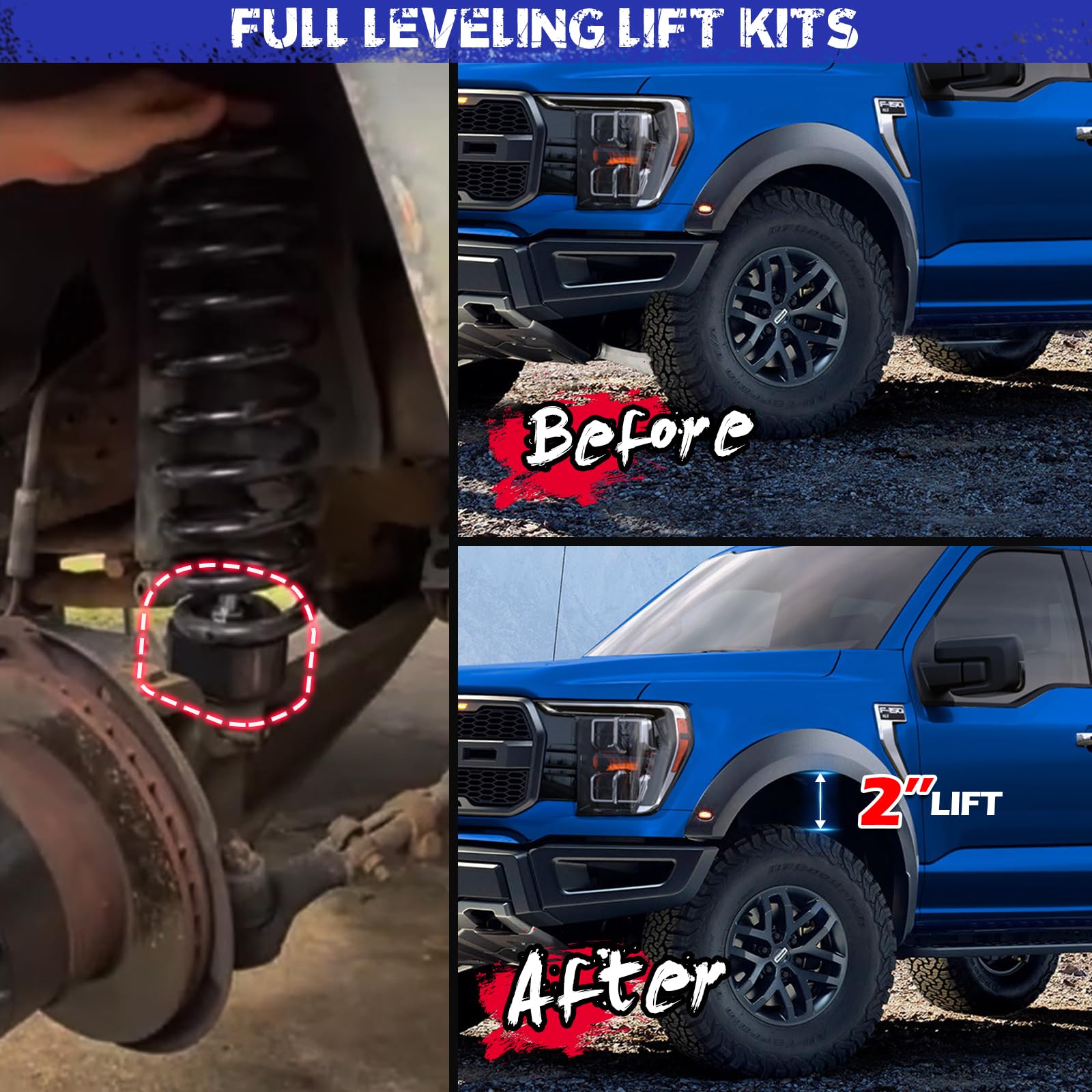 KSP 2" Lift kits for F250 F350 1999-2024, 2inch Front Lift Spacer with 3/4”Stud Extenders Compatible with F-250 F-350 Super Duty/2000-2005 Excursion, Front Leveling Kits Only Work on 2wd Truck