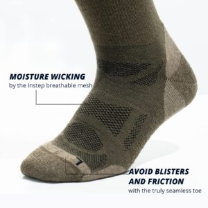 AKASO Merino Wool Hiking Socks - Breathable Moisture Wicking Crew Athletic Socks with Cushioned for Men & Women (2 Pairs)