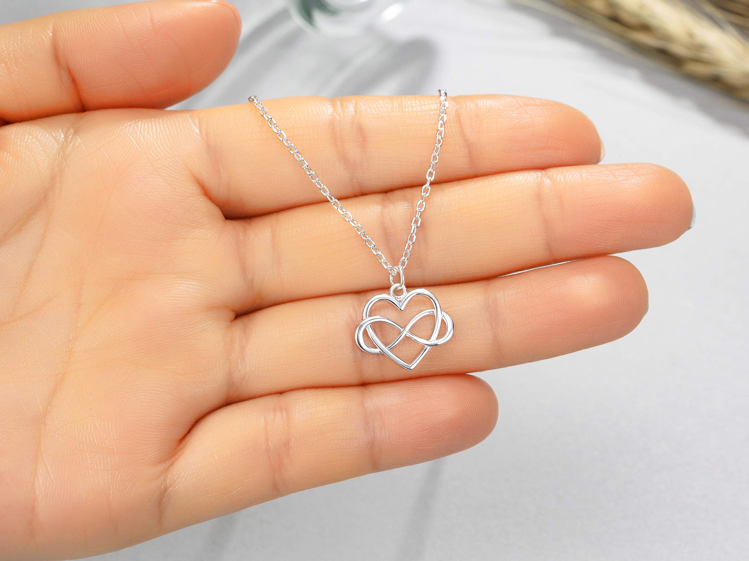 RareLove Aunt Gifts,Aunt Christmas Gifts,Gifts for Aunt Gifts from Niece,925 Sterling Silver Tiny Infinity Heart Necklaces for Women,Aunt Niece Necklace