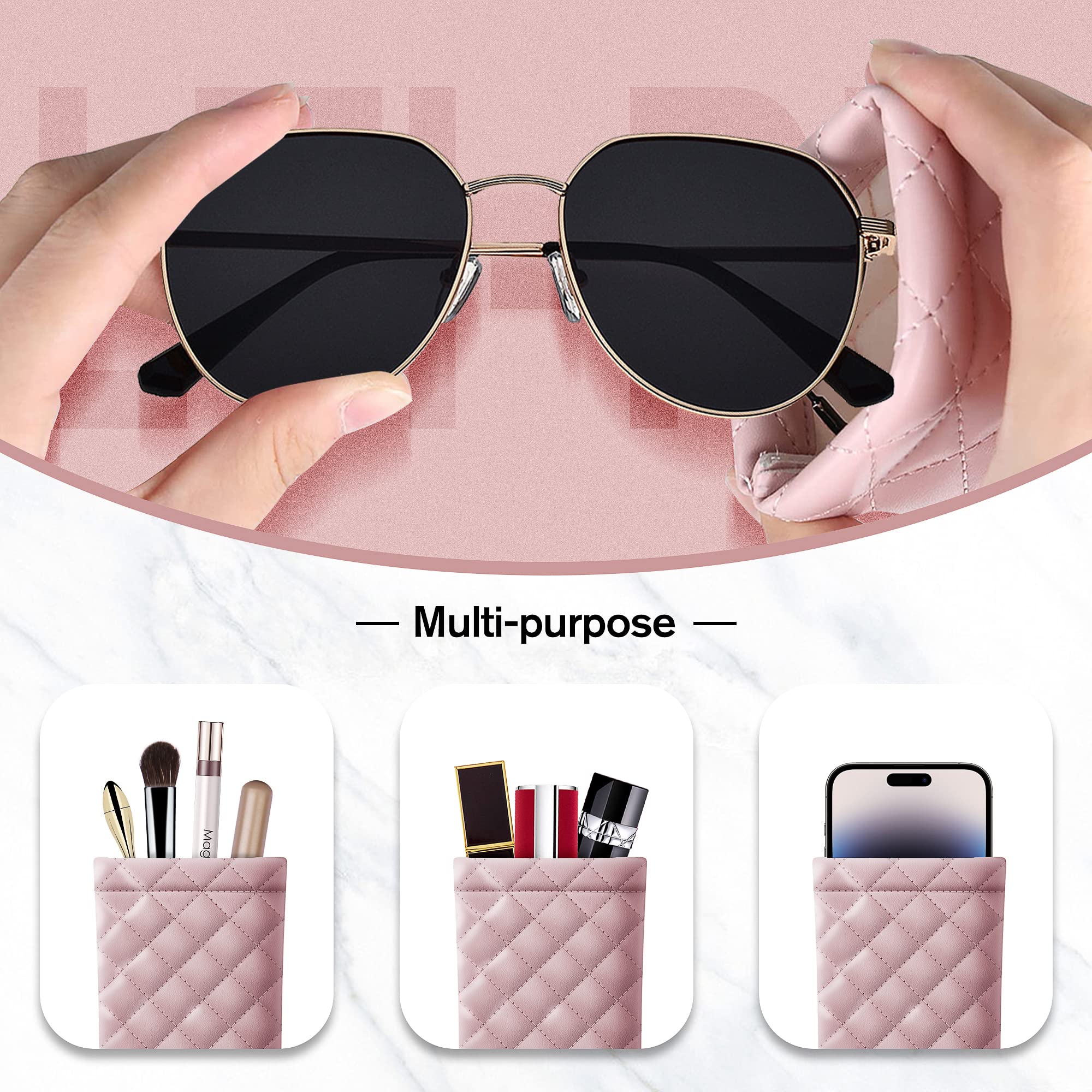 COMF-PRO Squeeze Top Sunglass Pouch - Portable Sunglass Organizer Pouch Bags Soft PU Leather Glasses 2 Pack