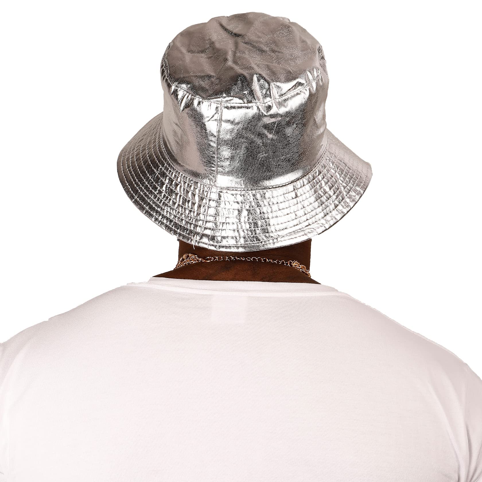 Eigso Unisex Fashionable Wild Camping Bucket Hat Sun Protection Flexible Fold Lightweight Fisherman Metallic Finish (Silver)