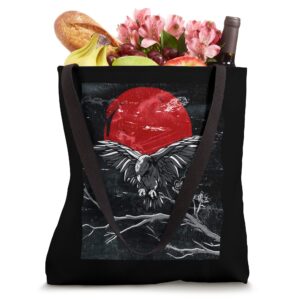 Red Moon Raven Japanese Black Crow Tote Bag