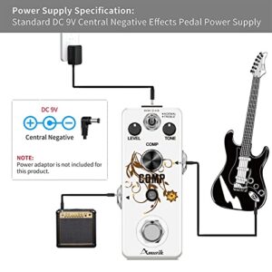 Amuzik Guitar Compressor Effect Pedal Analog Vintage Ultimate Compression 2 Modes Comp Effect Pedals for Electric Guitar True Bypass