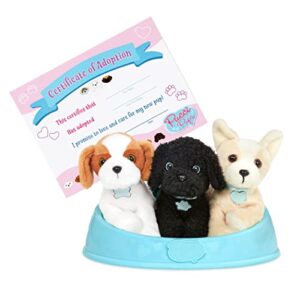 Pucci Pups – Adopt-a-Pup – Shih Tzu, Chihuahua, Poodle – Plush Toy Dogs with Dog Bed – Plush Dog for Kids Aged 2 and Up