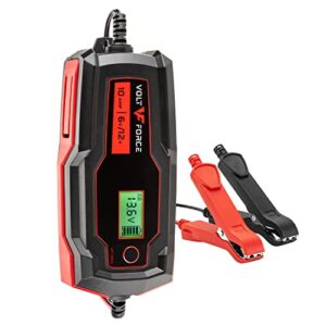 VoltForce 10A Battery Charger and Maintainer: Fully Automatic 6V and 12V Automotive Battery Charger for Cars, Motorcycle, ATVs, and More - Smart Battery Chargers VF-1004