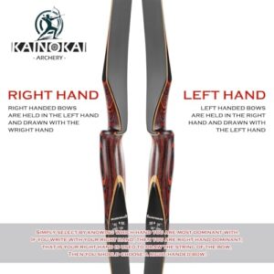 KAINOKAI 58" Laminated Recurve Bow,Amercian Hunting Bow Archery Bow 20-60lbs (50LBS, Right Hand)