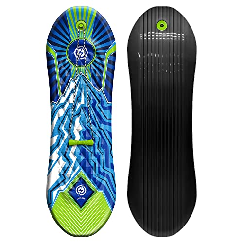 Sno-Storm Premium Foam Snowboard Sled 2-Pack | Tow Rope and Handle | Sized for Youth and Adults | Contoured Foot Deck Design | 48in-122cm Design Length | Blue Green & Blue Org Peak, (AZ21-SSSL480-2PK)