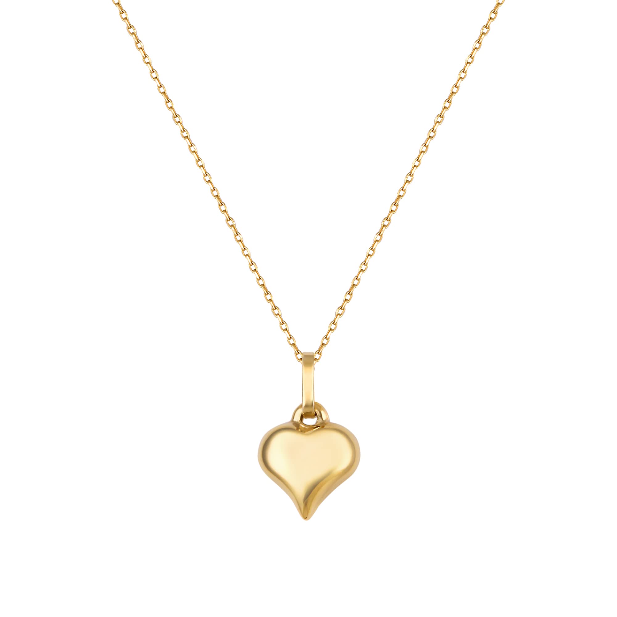 SOPHOS JEWELRY 10K Solid Yellow Gold Heart Pendant Necklace with 18" Real Gold Chain, Dainty Jewellery for Women