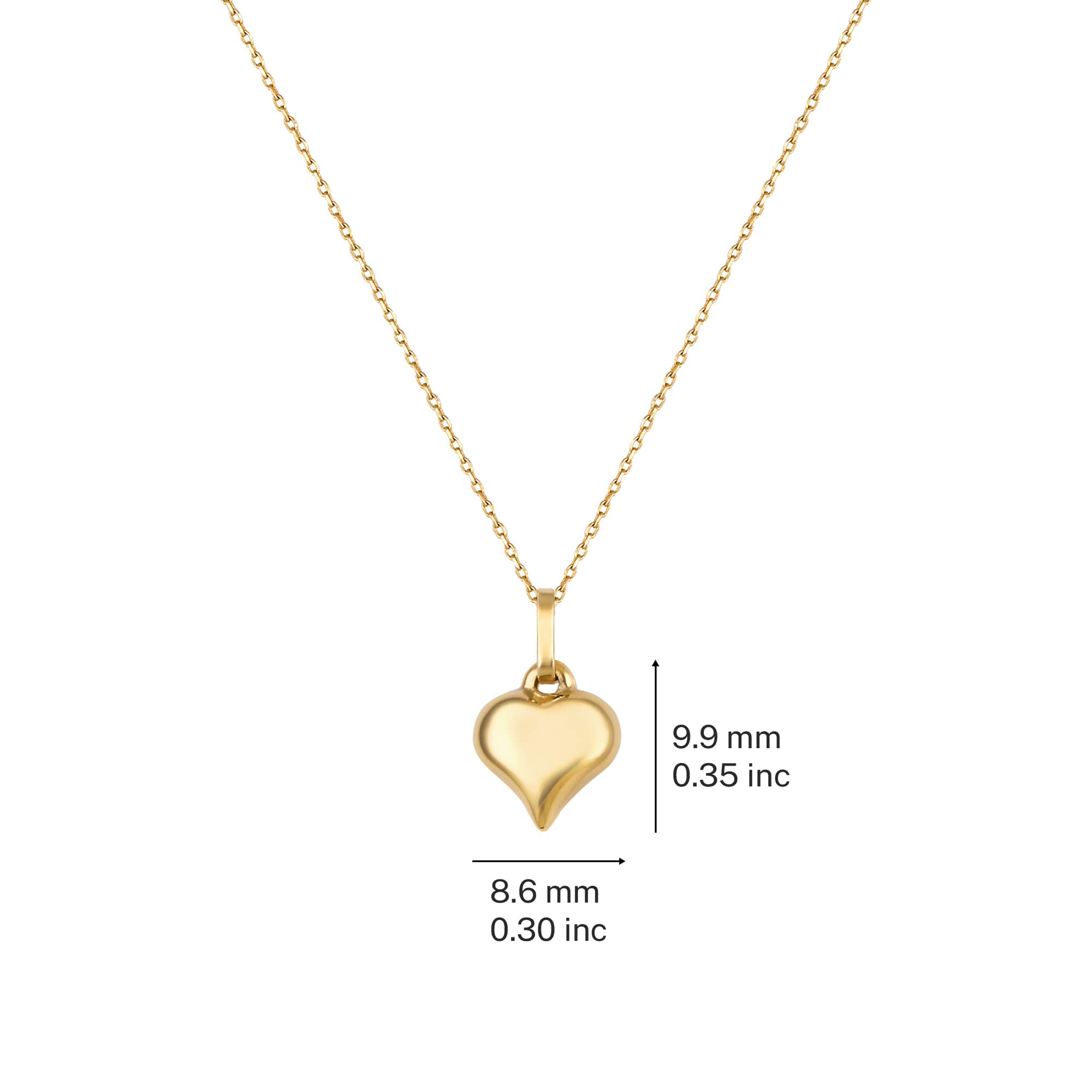 SOPHOS JEWELRY 10K Solid Yellow Gold Heart Pendant Necklace with 18" Real Gold Chain, Dainty Jewellery for Women