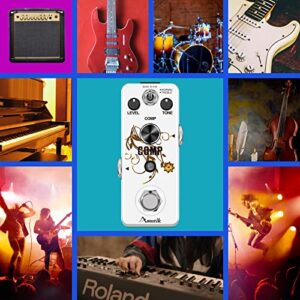 Amuzik Guitar Compressor Effect Pedal Analog Vintage Ultimate Compression 2 Modes Comp Effect Pedals for Electric Guitar True Bypass