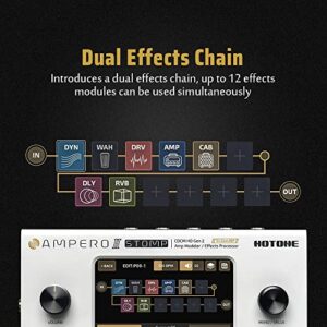 HOTONE Guitar Multi Effects Processor Multi Effects Pedal Touch Screen Guitar Bass Amp Modeling IR Cabinets Simulation Guitar Effects Pedal Multi FX Processor Ampero II Stomp