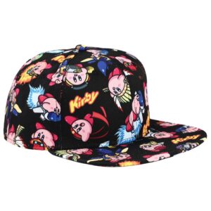 Kirby Sublimated All Over Print Flat Bill Snapback Hat Multicolored