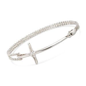 zina sterling silver "contemporary" sideways cross bracelet. 7.5 inches