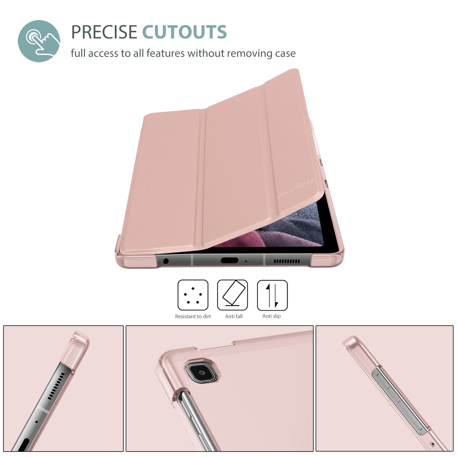 ProCase Cover for Samsung Galaxy Tab A7 Lite 8.7 Inch 2021 Tablet Model SM-T220/T225/T227，Slim Stand Hard Back Shell Protective Case for Galaxy Tab A7 Lite 8.7" -Rosegold